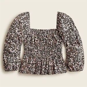 J. Crew Black and Pink Floral Blouse